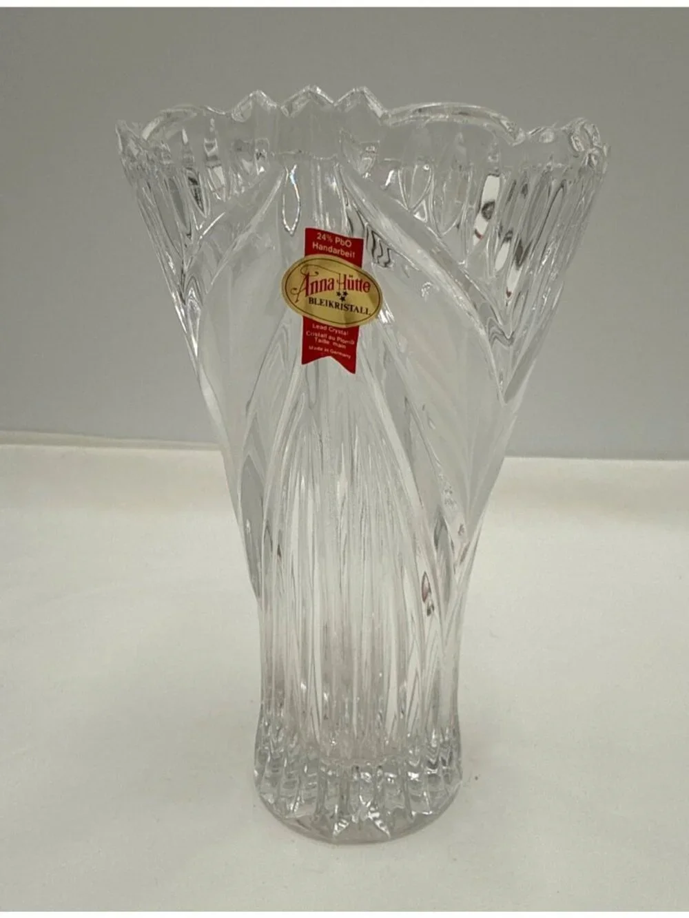 Anna Hutte Lead Crystal Vase 24% PbO Handcrafted Germany Victorian